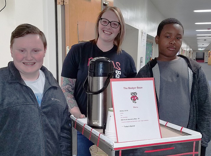 Students at Prescott Mile High Middle School are learning skills through The Badger Bean, a coffee cart. (Courtesy)