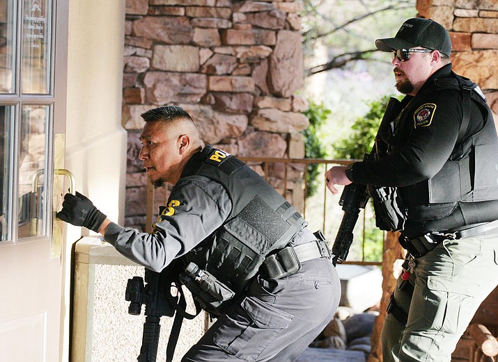 First responders from the Yavapai-Apache Police Department, Camp Verde Marshal’s Office and Copper Canyon Fire and Medical District take part in an emergency preparedness drill from 7 a.m. until 9 a.m. at Cliff Castle Casino Hotel.