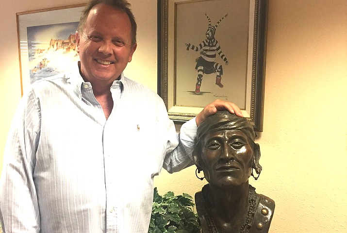 The Friends of Jack Jamesen Memorial Sculpture Park want to include a bronze sculpture representing an important aspect of the art of the Southwest, Cowboy Art.  A piece by one of the co-founders of the Cowboy Artists of America, Sedona’s own, Joe Beeler will be supported by funds from these Miracle Events. Jody Beeler, Joe’s son poses with bronze.