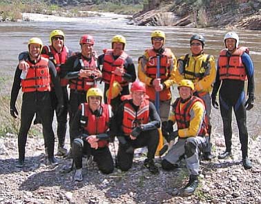 A group of Mayer firefighters underwent swiftwater training on March 30, 31 and April 1. Back row: Fire Chief Glenn Brown, FF/Paramedic Dave Barringer, FF/Paramedic Jason Butler, Captain Jason LaGreca, FF Rich LaRue, FF/Paramedic Russ Dodge and FF/Paramedic Anthony Tunis. Front row - Captain Dan Wilson, FF Sean Kauffman (Williamson Valley Fire), FF/Paramedic Nick Knowlton.<br>
Courtesy Photo/Battalion Chief Mike McGhee