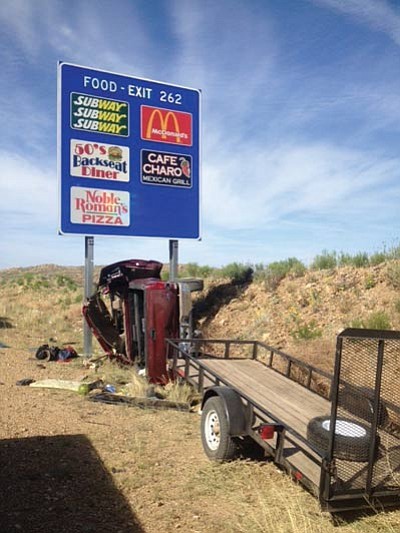 Courtesy photo<br> 
Mayer Fire responded to this rollover accident on I-17 near Highway 69 on April 25.

