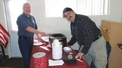 Pat Williamson/Courtesy photo<br /><br /><!-- 1upcrlf2 -->Rich Finston and John DeBartolo give the chili a final check at the 2015 contest.