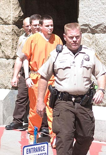 Les Stukenberg/The Daily Courier<p>
Yavapai County Sheriff’s deputies escort Neil Havens Rodreick II back to jail to begin serving a 70.5-year sentence imposed by Judge Thomas Lindberg on Tuesday in Yavapai County Superior Court.

