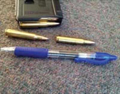 YCSO/Courtesy photo<br>
Shown are .223-caliber rounds compared to the size of a pen.