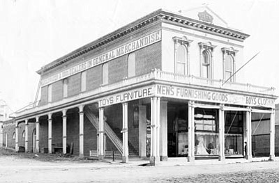 Sharlot Hall Museum/Courtesy photo<br>The Goldwaters bought the lot on the southeast corner of Union and Cortez streets in 1879 and moved their mercantile store to the new location, opening there in January of 1880. This photo was taken in 1890.