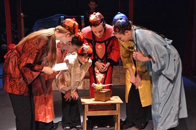 Courtesy photo<br>
A nightingale has the admiration of the emperor of China and his courtiers until a mechanical bird takes her place in “Nightingale,” a production of Prescott Center for the Art’s Family Theatre that plays Friday and Saturday.
