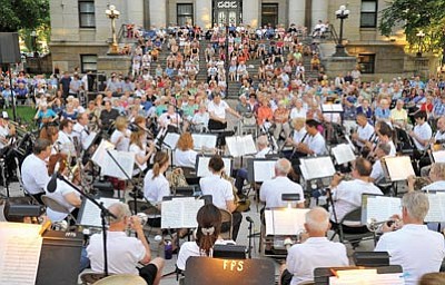 The Central Arizona Concert Band performs for the crowd at the courthouse plaza as part of the Prescott Summer Concert Series. (Courier file)