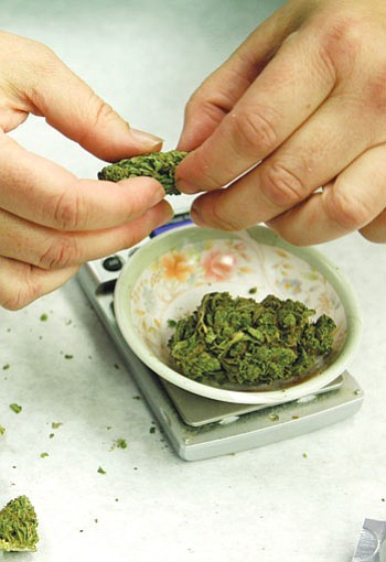 Ted S. Warren/The Associated Press<br /><br /><!-- 1upcrlf2 -->Marijuana is weighed and packaged for sale at the Northwest Patient Resource Center medical marijuana dispensary in Seattle Oct. 10. <br /><br /><!-- 1upcrlf2 --><br /><br /><!-- 1upcrlf2 -->