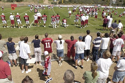 Les Stukenberg/The Daily Courier<br>Fans turned out Aug. 4, 2005, when the Arizona Cardinals spent their training camp at Pioneer Park in Prescott.