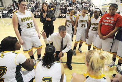 Les Stukenberg/The Daily Courier<br>Brad Clifford, seen coaching during the last women’s basketball game in the history of the program in the spring of 2011, became Yavapai College’s eighth athletic director this past November.