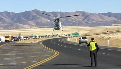 Courtesy photo<br /><br /><!-- 1upcrlf2 -->Traffic backed up on Highway 89A in Prescott Valley Tuesday as officers investigated a crash and a helicopter air-evacuated a toddler to a Phoenix hospital.