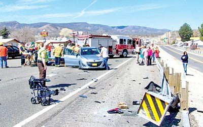 Mayer Fire Deptartment/Courtesy photo<br>Two minivans collided on Highway 69 and Central Avenue in Mayer Tuesday, injuring seven people, including four passengers with special needs.
