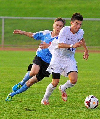 Matt Hinshaw/The Daily Courier<br>Embry-Riddle's Isaac Sanchez, seen in a home game on Aug. 23, 2013, in Prescott Valley, was last year's Cal Pac Freshman of the Year (12 goals,19 assists).
