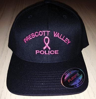 Courtesy photo<br>Prescott Valley police officers will don caps with pink lettering for Breast Cancer Awareness Month.