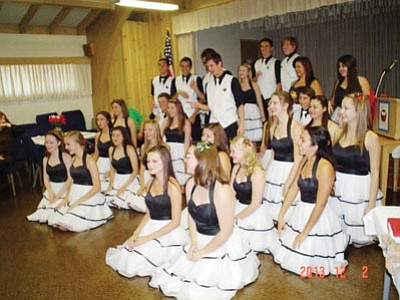 Courtesy photo<br>
Pictured are members of the Prescott High School Show Choir under the direction of Matt Keisling. Their first performance, of the season, was on Dec. 2 at the GFWC Monday Club in Prescott.

  

