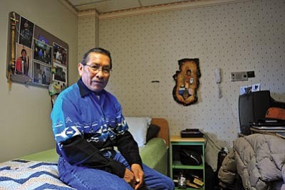 Matt Hinshaw/The Daily Courier<br>Davis Honie, a Marine Corps veteran, is a resident at the U.S. Vets transitional housing at the Bob Stump VA Medical Center. The U.S. Vets group is  losing its transitional housing building and is trying to relocate the veterans to other facilities.
