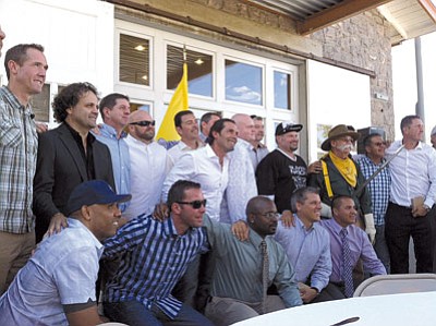 Steve Stockmar/The Daily Courier<br>Members of the 1990 Yavapai College national champion soccer team reunited Saturday in Prescott as part of the 2014 class of inductees into the school's Athletics Hall of Fame.