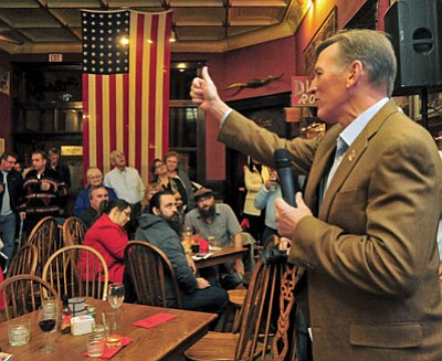 Rep. Paul Gosar gives an impromptu speech after being re-elected Tuesday night at the Palace Saloon in downtown Prescott. (Matt Hinshaw/The Daily Courier)
