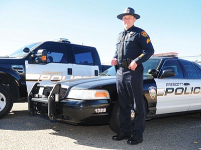 When Prescott’s Jonathan Brambila graduated the police academy in 1999, he went to work for the PPD and has never thought about working anywhere else. (Les Stukenberg/The Daily Courier)