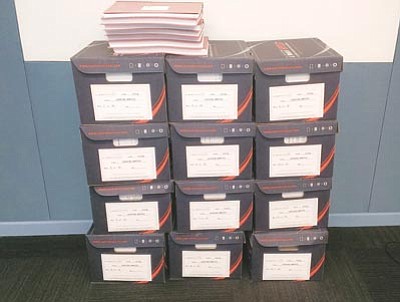 Sean Dunagan/Judicial Watch<br>
Judicial Watch printed out the 42,000 pages of documents related to Operation Fast and Furious that it got through a Freedom of Information Act request to the Justice Department.

