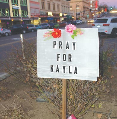 Courtesy<br>A sign for Kayla Mueller stands in downtown Prescott.

