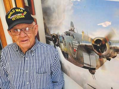 Les Stukenberg/The Daily Courier<br>
World War II veteran Robert Caldwell flew 50 missions over Europe in a B-24 Liberator during the war.