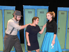 Jantina Russell/ Courtesy Photo<br>From left, Sequoia Williams, Izzy Krueger and Abigail Kelley perform in BMHS’ production of “Zombie Prom.”