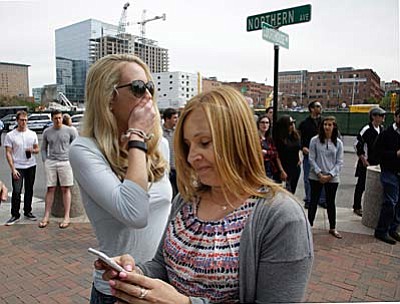 AP Photo/Stephan Savoia<br /><br /><!-- 1upcrlf2 -->Karen Snyder, right, and Kathryn Vanwie react to the announcement of the death penalty verdict for Dzhokhar Tsarnaev outside the John Joseph Moakley United States Courthouse Friday, May 15, 2015, in Boston. Tsarnaev was charged with conspiring with his brother to place two bombs near the Boston Marathon finish line that killed three and injured 260 spectators in April 2013. Both women felt the verdict was fair.