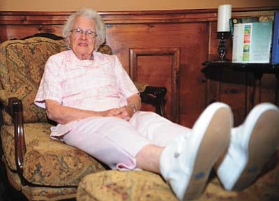 Les Stukenberg/
The Daily Courier<br>
Helen Boswell, who will celebrate her 100th birthday in July, doesn’t sit still all too often.


