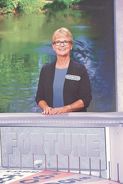 Courtesy photo from Wheel of Fortune<br>
Monica Partch on stage at the popular game show. Partch enjoyed her once-in-a-lifetime experience and hopes she doesn’t come off “too silly” on camera.