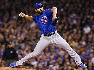Gene J. Puskar/The AP, file<br>
Chicago Cubs starting pitcher Jake Arrieta throws against the Pittsburgh Pirates in a 2015 National League wild card baseball game in Pittsburgh. Arrieta won the NL Cy Young Award, acing out Dodgers stars Zack Greinke and Clayton Kershaw. Arrieta got 17 first-place votes for 169 points from the Baseball Writers' Association of America in results announced Wednesday.