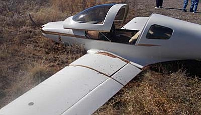 Photo courtesy YCSO<br>
A LanceAir360 made a hard landing at Rimrock Airport on Dec. 13, causing damage to the airplane, but no injuries to the pilot.