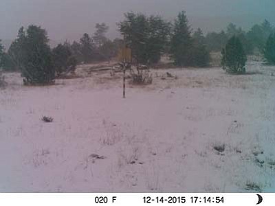 The photos recorded at a new weather station on U.S. Forest Service land show the ongoing snowfall at the site.