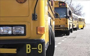This new diesel Prescott Unified School District bus releases less air pollution then the older buses as it starts up Friday afternoon at Washington Elementary School.

Courier/Nathaniel Kastelic