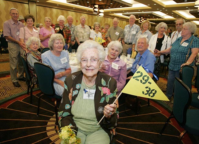 The Daily Courier/Les Stukenberg
Ninety-four-year old Hazel Deming, the oldest attendee at this years Prescott High School’s (PHS) Half Century Reunion graduated from the high school in 1929. Almost 490 people attended this years gathering of people who graduated at least 50 years ago from PHS at the Prescott Resort.