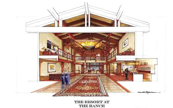 Courtesy Renderings/Otwell Associates Architects
This architect’s drawing shows the lobby design for the Resort at the Ranch that a group wants to build in Prescott.