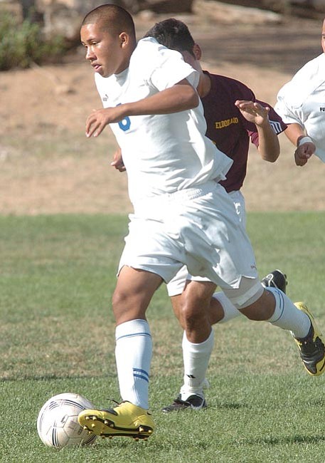 The Daily Courier/<br>Nathaniel Kastelic<br>Jhonatan Reyes, seen in earlier action this season, scored the Cougars' second goal Saturday in the second OT.