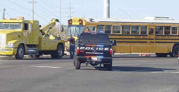 The Daily Courier/Jo.L. Keener
Prescott Police investigate a school bus accident Wednesday morning, involving a Prescott Unified School District bus at Willow Creek Road and Willow Lake Road. Arizona Department of Public Safety officers helped.

