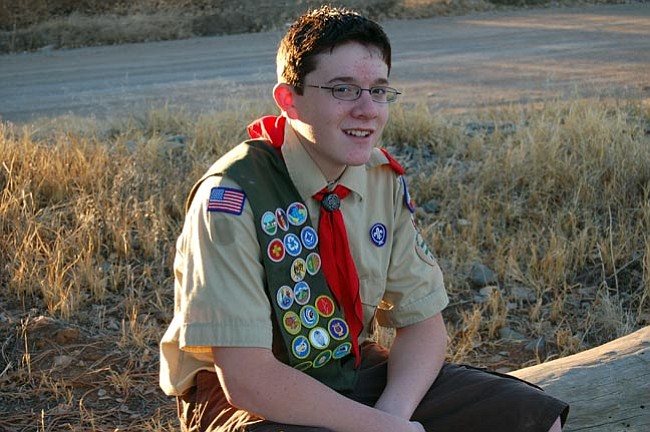 The Daily Courier/Derek Meurer<br> 
Boy Scout Zach Shumway, 14, a Prescott High School freshman, is planning to complete his Eagle Scout project on Saturday. The first time he attempted to do the project, on Dec. 28, a fire resulting from a backhoe pulling out electrical wires forced Zach and the rest of his crew to evacuate the school they were starting to paint.