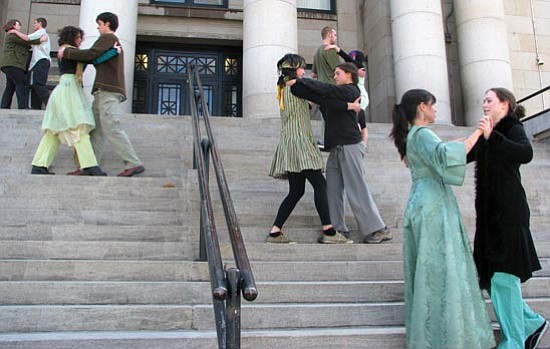 Courtesy
<br>
Students with Delisa Myles’ dance class practice their dance moves on the steps of downtown Prescott’s courthouse. 

