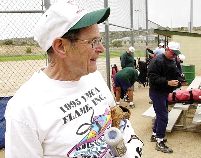 Courier/Jo. L. Keener<br>Gheral Brownlow, seen here in April 2004 at Pioneer Park, was involved in many sports and recreation activities beyond long-distance running. For many years, Brownlow played in Prescott Senior Softball.