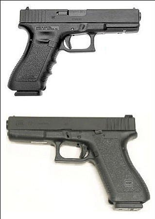 <i>Photos used with permission from officer.com</i>
<br>The Prescott Police are asking the public's help in trying to recover a black Glock Model 22, .40-caliber handgun similar to the two examples shown here. To report information about this missing gun call (928) 777-1444.