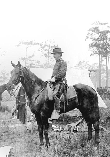 Courtesy/Sharlot Hall Museum<br>
Capt. Buckey O’Neill rides his horse at San Antonio in 1898 while training for the Spanish-American War.
