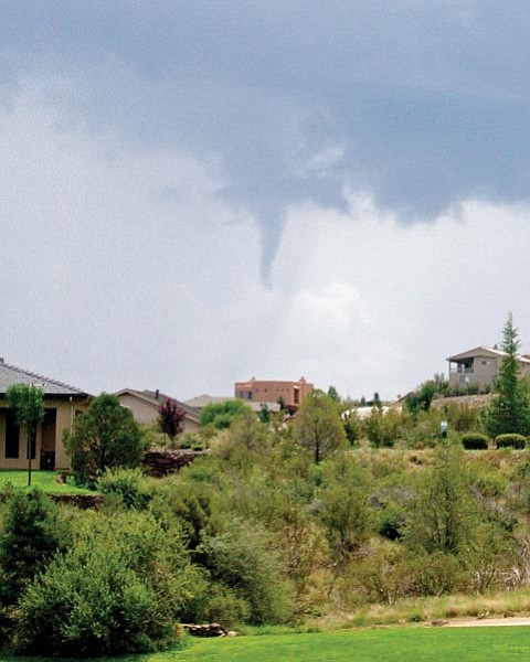 Trey Newton/Special to the Courier<p>
Trey Newton shot this image from Prescott Lakes Golf & Country Club at about 11:10 a.m. Tuesday. He said the funnel cloud was over Glassford Hill Road in Prescott Valley.