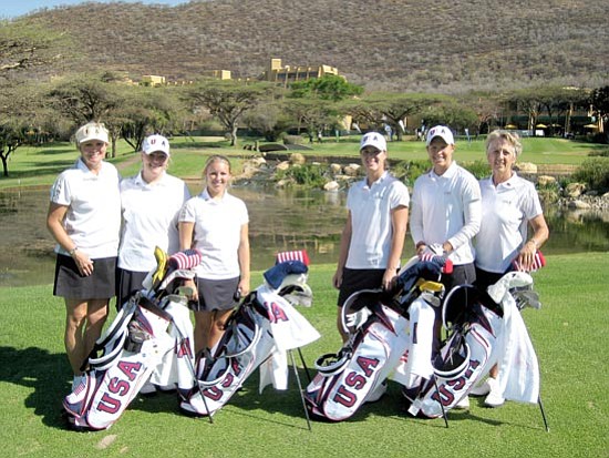 Courtesy/Kim Haddow<br>Kim Haddow (far left) and rest of the USA women's team pose at the Gary Player Golf Club in South Africa.