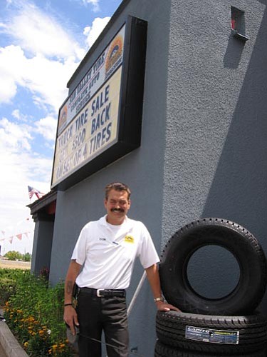 Jason Soifer/The Daily Courier<br>
Don Otto, co-owner of Sun Valley Tire & Auto Service, stands in front of his shop Thursday morning.
