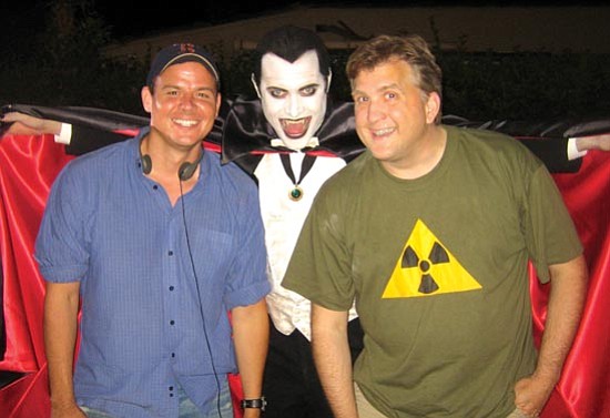 Courtesy photo<p>
Director Sky Soleil and actors Neil Hopkins and Daniel Roebuck pose on the set of "How My Dad Killed Dracula," a short comedy showing at the Prescott Film Festival Wednesday, Oct. 21.