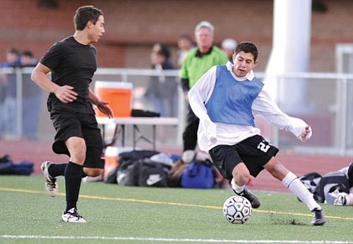 Bradshaw Mountain boys soccer players compete in a recent scrimmage at BMHS. The Bears went to the Class 4A, Division II state tournament in 2006 and 2008, but missed the cut last season.
Les Stukenberg/The Daily Courier
