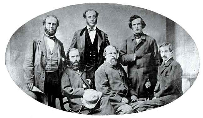 Courtesy photo<br /><br /><!-- 1upcrlf2 -->Arizona Territory's first officials appointed by President Lincoln in 1863 were, no doubt, present that first Christmas in the Governor's Mansion in 1864. Seated from left: Associate Justice Joseph P. Allyn, Governor John N. Goodwin and Secretary Richard C. McCormick. Standing from left: the governor's private secretary Henry W. Fleury (not a presidential appointee), U.S. Marshall Milton B. Duffield and Attorney General Almon P. Gage.<br /><br /><!-- 1upcrlf2 --><br /><br /><!-- 1upcrlf2 -->