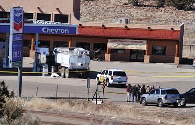 Les Stukenberg/The Daily Courier<p><br/>Yavapai County Sheriff’s Deputies and other law enforcement departments responded to an officer-involved shooting at Murphy’s Chevron in Ash Fork Thursday morning.